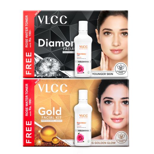 Gold & Diamond Facial Kit with Free Rose Water Toner